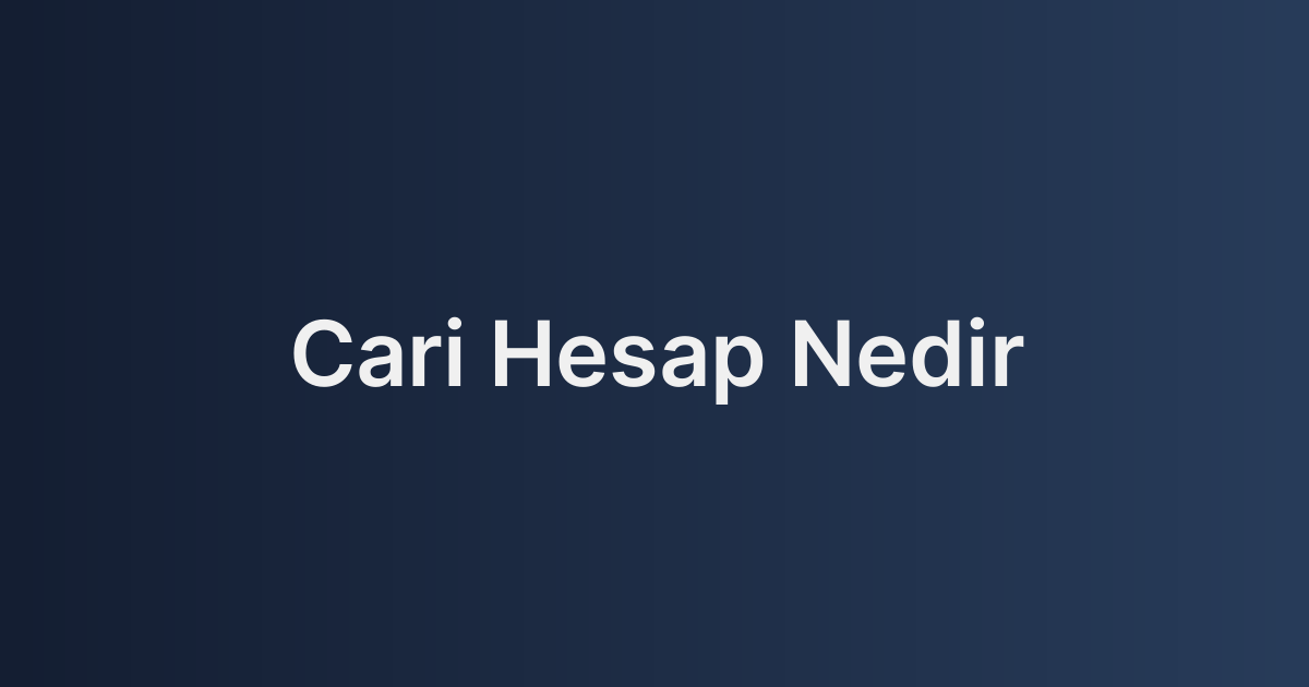 Cari Hesap Nedir