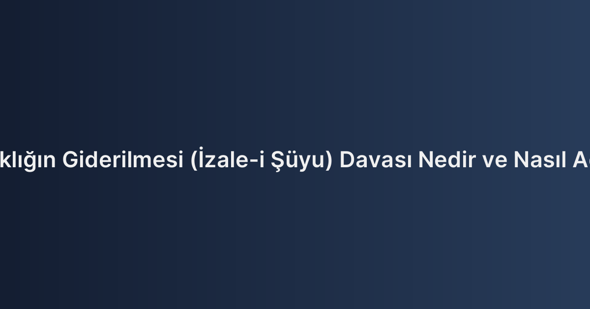 Ortaklığın Giderilmesi (İzale-i Şüyu) Davası Nedir ve Nasıl Açılır?