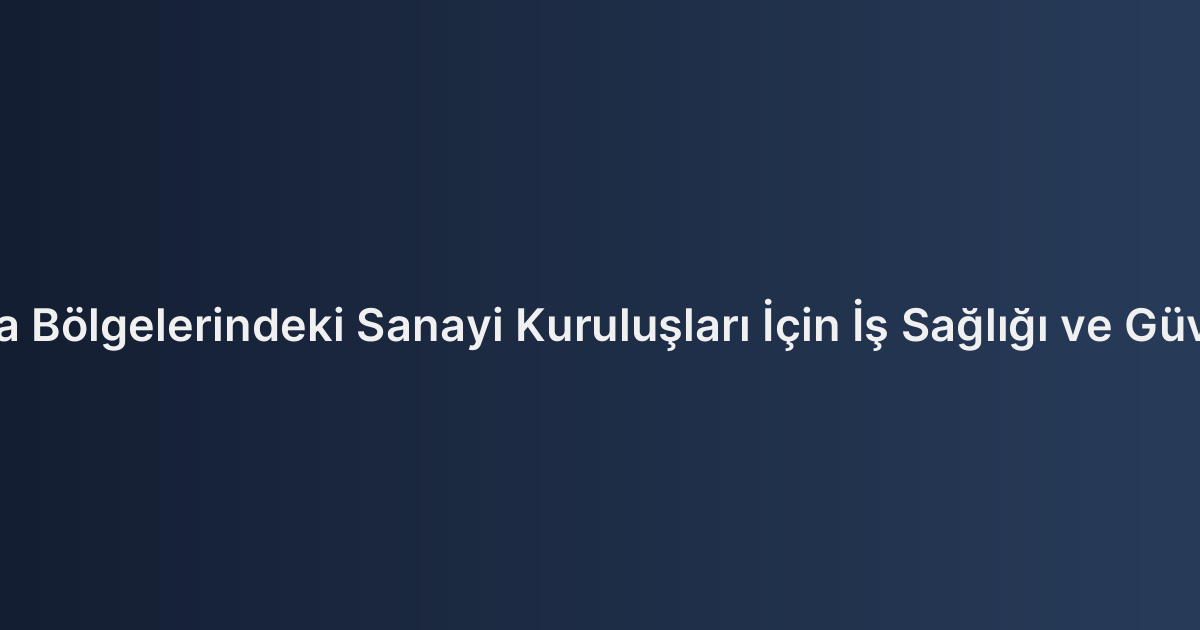 Çayırova ve Darıca Bölgelerindeki Sanayi Kuruluşları İçin İş Sağlığı ve Güvenliği Denetimleri